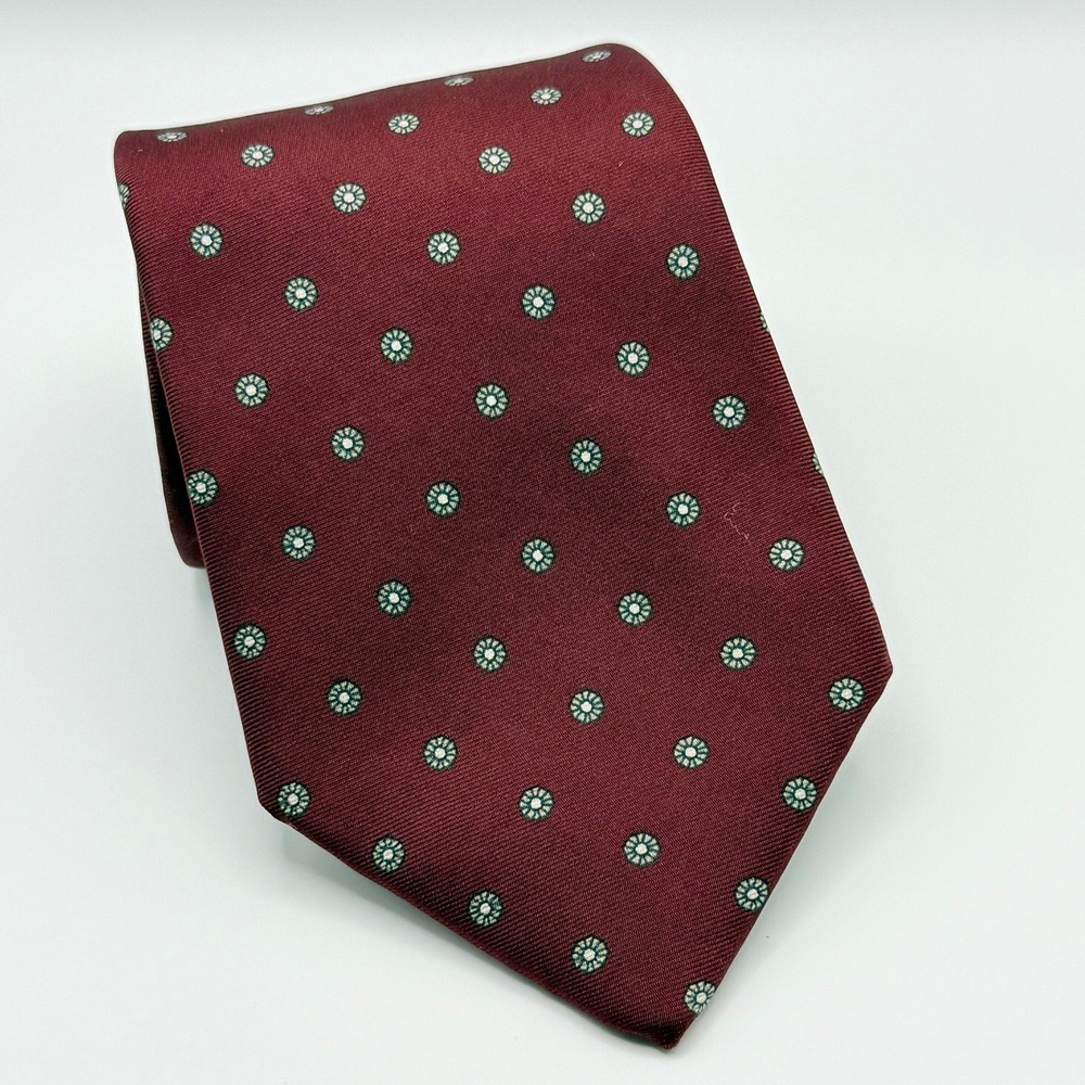 Christian Dior Silk Tie OS Burgundy Floral Medallion Vintage Designer Preppy
